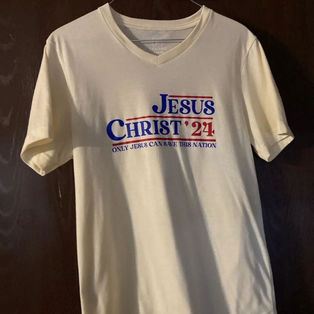 Yellow women's Graphic T-Shirt Jesus Christ 24, Small - Picture 4 of 5